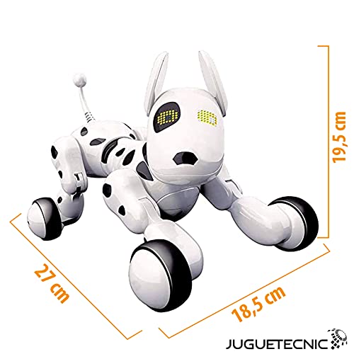 JUGUETECNIC │ Perro Robot interactivo para Niños Buddy │ Canta, Baila y tiene Movimiento Teledirigido│ Ojos LED, Con Batería y Cable Cargador USB │ Mascota realista