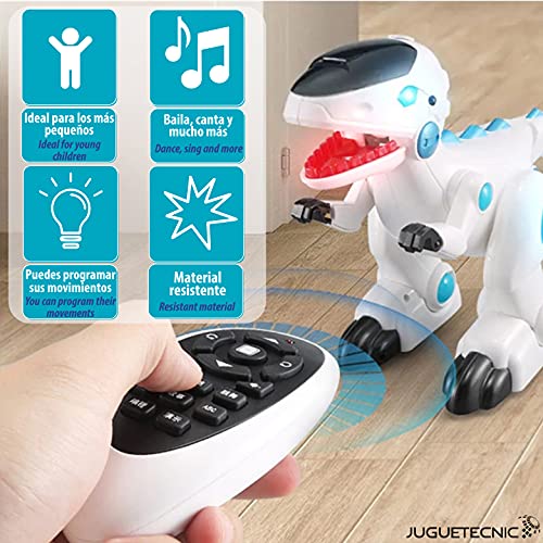 JUGUETECNIC │ Robosaur, el Robot Dinosaurio teledirigido | con Humo y Luces! │ Robot Juguete para Niños Programable con Mando Distancia | Mascota Interactiva Radiocontrol