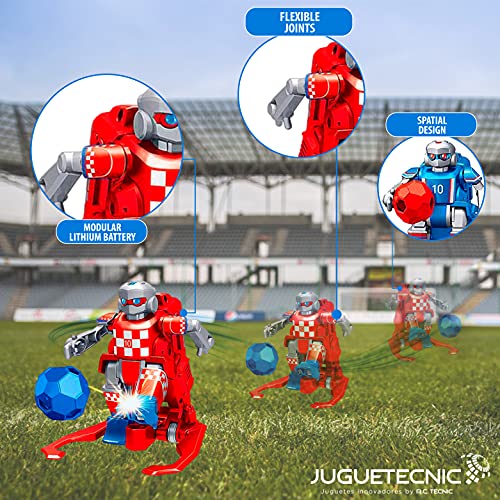 JUGUETECNIC │ Soccer Robots interactivos │Juego de Mesa Futbol │ Futbolín para Niños Interactivo | Juguete Robots Teledirigidos │ Campo, Porterías, Mandos y Conos