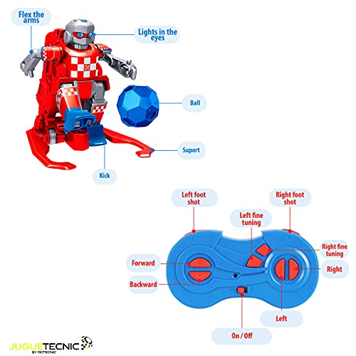 JUGUETECNIC │ Soccer Robots interactivos │Juego de Mesa Futbol │ Futbolín para Niños Interactivo | Juguete Robots Teledirigidos │ Campo, Porterías, Mandos y Conos