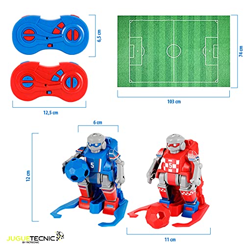 JUGUETECNIC │ Soccer Robots interactivos │Juego de Mesa Futbol │ Futbolín para Niños Interactivo | Juguete Robots Teledirigidos │ Campo, Porterías, Mandos y Conos