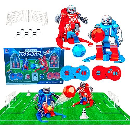 JUGUETECNIC │ Soccer Robots interactivos │Juego de Mesa Futbol │ Futbolín para Niños Interactivo | Juguete Robots Teledirigidos │ Campo, Porterías, Mandos y Conos