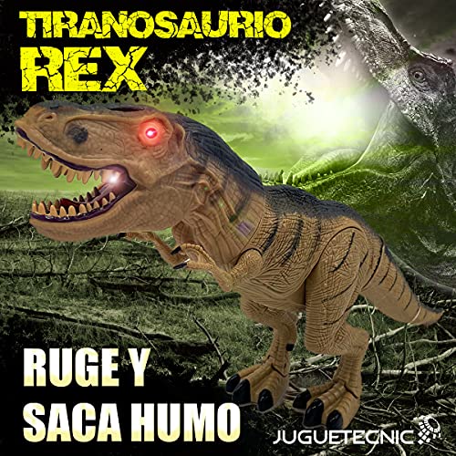 JUGUETECNIC │ Tiranosaurio Rex teledirigido │Dinosaurio RC con Movimiento, Luz y Sonido │ Iniciación Radio Control Remoto para Niños | T Rex Robot Juguete Interactivo