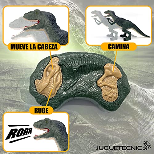 JUGUETECNIC | Velociraptor Teledirigido | Camina y Ruge | Movimiento articulado realista │ Juguete RC para niños | Robot Dinosaurio Interactivo │ Batería recargable