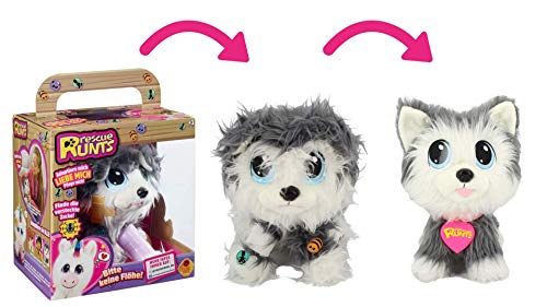 Juguetes de Bauer "Rescue Runts" Husky (18010): tu nueva mascota para adoptar, cuidar y amar animales de peluche, gris y blanco, aprox. 23 cm. , color/modelo surtido