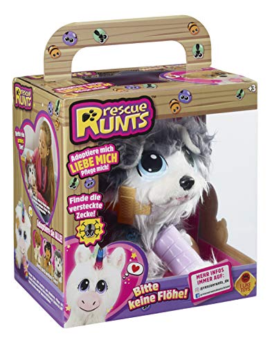 Juguetes de Bauer "Rescue Runts" Husky (18010): tu nueva mascota para adoptar, cuidar y amar animales de peluche, gris y blanco, aprox. 23 cm. , color/modelo surtido