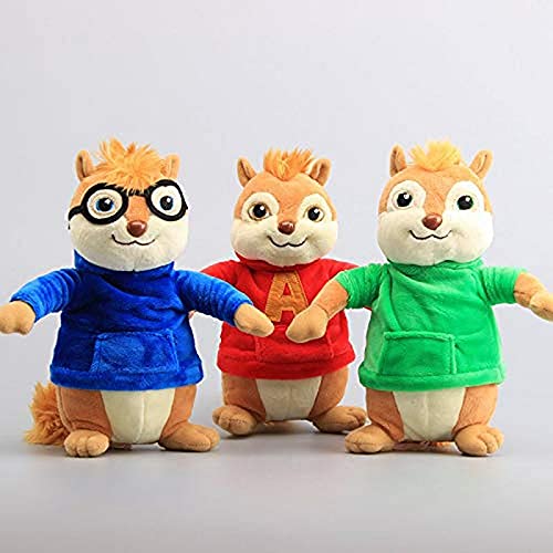 Juguetes de película Alvin y Las Ardillas muñecas de Peluche Lindas Ardillas Juguetes de Almohada de Peluche para niños Regalo de cumpleaños de Navidad 3 uds 23 cm