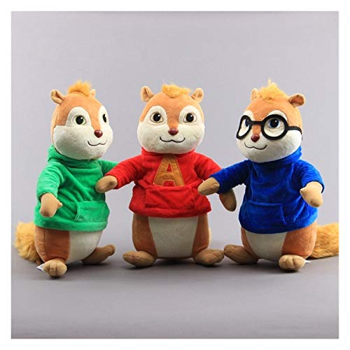 Juguetes de Peluche 32 cm Película Juguetes Alvin y Las Chipmunks Muñecas de Felpa Linda Chiomunks Ardilla Relleno Toys Regalo para niños (Color : Red Alvin 32cm)