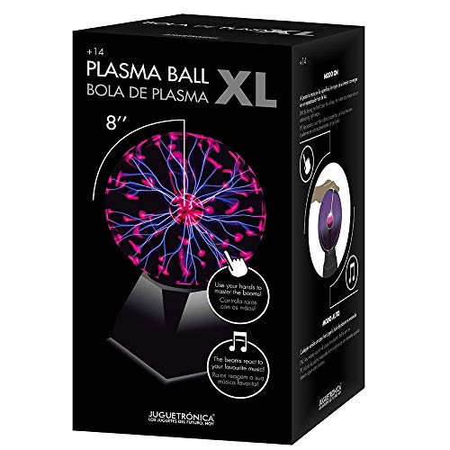 Juguetrónica - Bola de plasma XL, 20 cm, activación con palmadas y música, tamaño grande