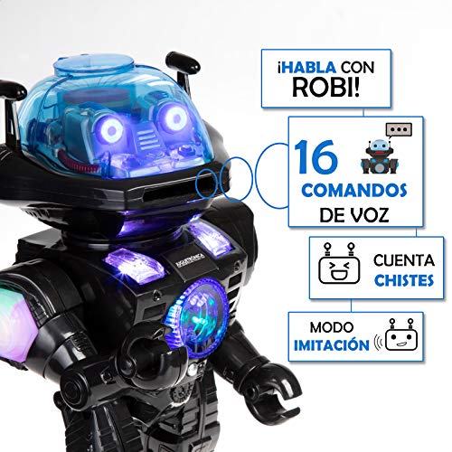 Juguetrónica-Robot Robi para niños con control por voz y capaz de lanzar discos, colores surtidos JUG0178