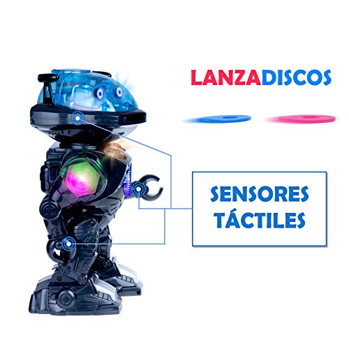 Juguetrónica-Robot Robi para niños con control por voz y capaz de lanzar discos, colores surtidos JUG0178