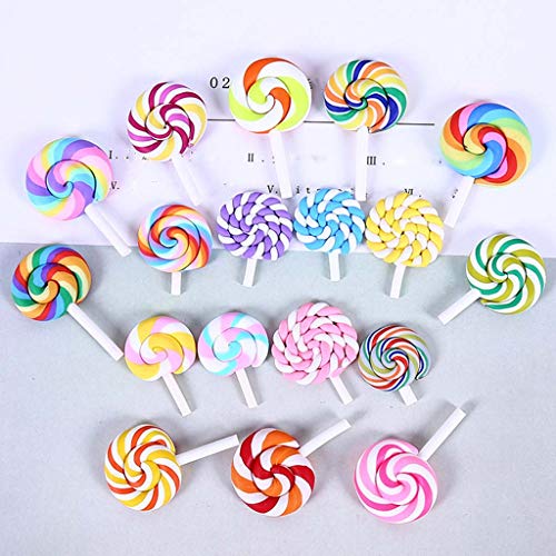 Juland 40 piezas en miniatura casa de muñecas alimentos Lutscher decoración cocina postre mezcla Kawaii simpática resina plana caramelos para decoración de teléfono scrapbooking DIY – color aleatorio