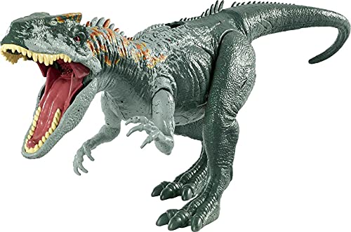 Jurassic World Ataque Rugido Allosaurus Dinosaurio articulado con sonidos, figura de juguete para niños (Mattel GWD10)