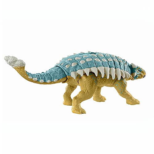 Jurassic World Ataque Rugido Ankylosaurus Dinosaurio articulado con sonidos, figura de juguete para niños Mattel GWY27