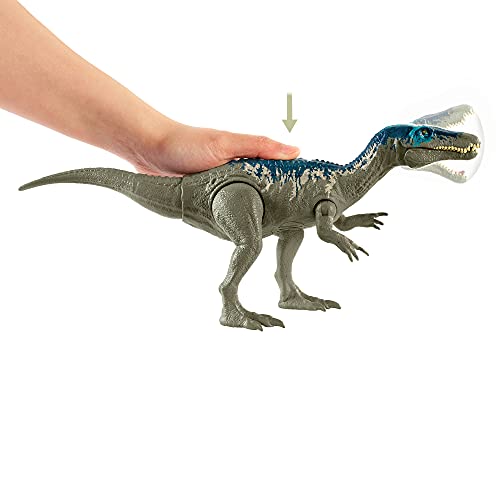 Jurassic World Ataque Rugido Baryonyx caos Dinosaurio articulado con sonidos, figura de juguete para niños (Mattel HBX37)