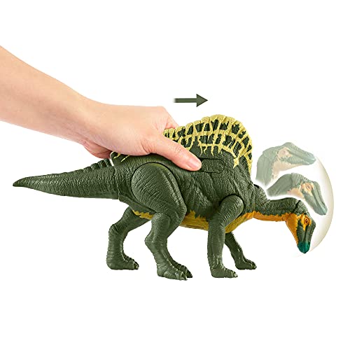 Jurassic World Ataque Rugido Ouranasaurus Dinosaurio articulado con Sonidos, Figura de Juguete para niños (Mattel HBX38)