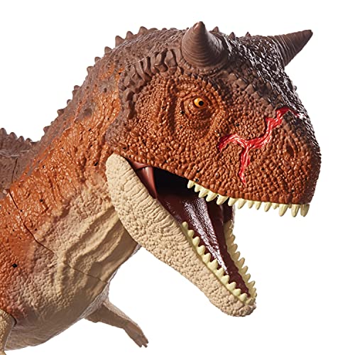 Jurassic World Carnotaurus Super Colosal Dinosaurio articulado 60cm, figura de juguete para niños (Mattel HBY86)