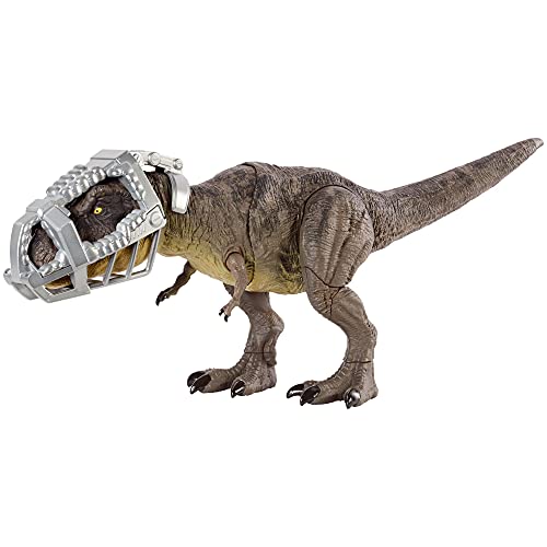 Jurassic World Dinosaurio T-Rex Pisa y Ataca Figura de juguete articulada con sonidos, para niños Mattel GYW84