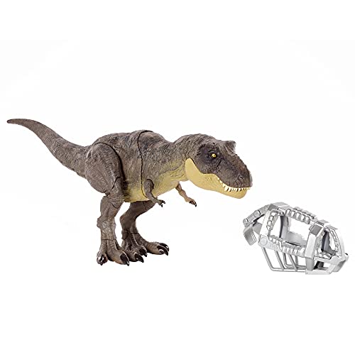 Jurassic World Dinosaurio T-Rex Pisa y Ataca Figura de juguete articulada con sonidos, para niños Mattel GYW84