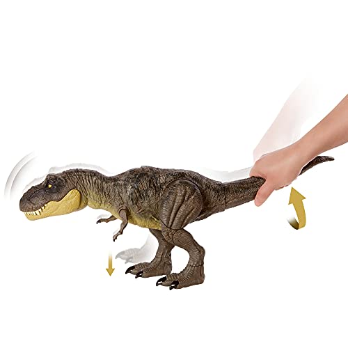 Jurassic World Dinosaurio T-Rex Pisa y Ataca Figura de juguete articulada con sonidos, para niños Mattel GYW84