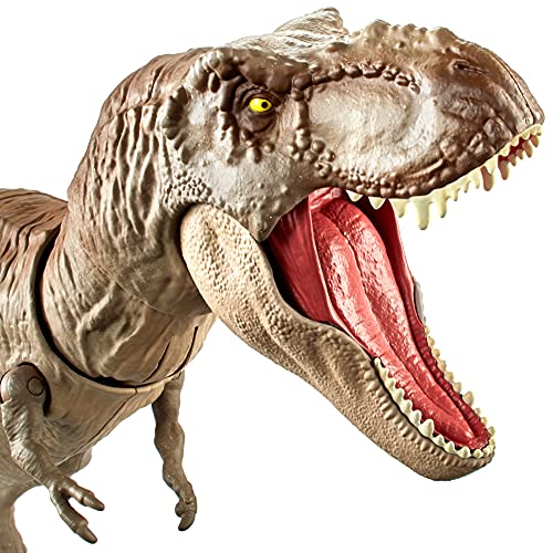 Jurassic World - Mandibula Extrema T Rex Dinosaurio de juguete, Multicolor (Mattel GNH34), Embalaje sostenible