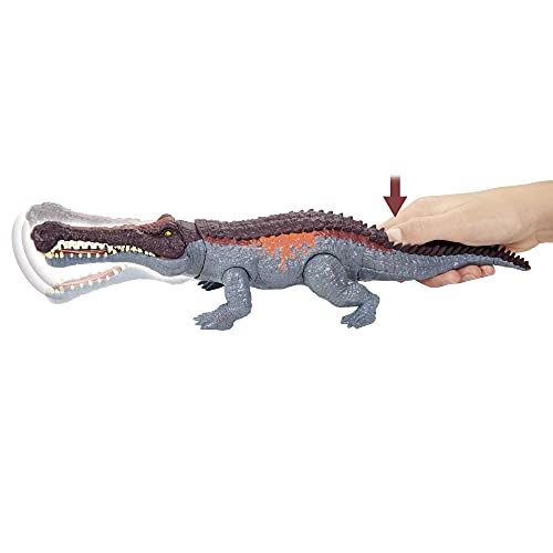 Jurassic World Mordedores Gigantes Sarchosuchus Dinosaurio de ataque Figura de juguete para niños (Mattel GVG68)