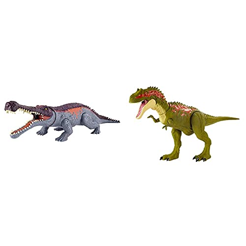 Jurassic World Mordedores Gigantes Sarchosuchus Dinosaurio De Ataque Figura De Juguete para Niños + Mordedores Gigantes Albertosaurus Dinosaurio De Ataque Figura De Juguete para Niños (Mattel Gvg67)