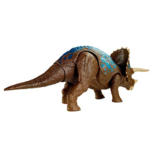 Jurassic World Ruge y Ataca Triceratops Dinosaurio articulado con sonidos Figura de juguete para niños (Mattel GVH66)