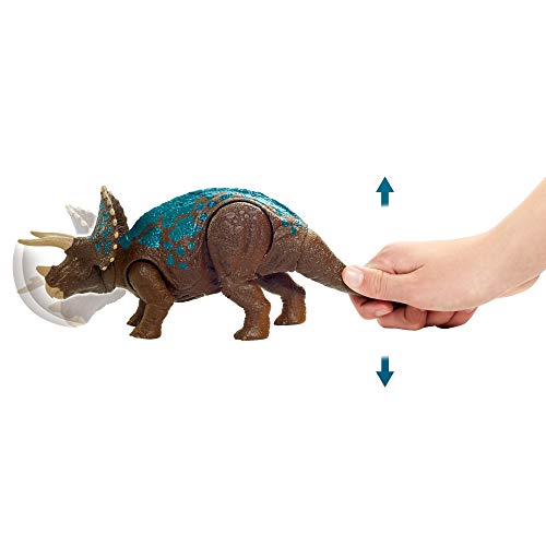 Jurassic World Ruge y Ataca Triceratops Dinosaurio articulado con sonidos Figura de juguete para niños (Mattel GVH66)