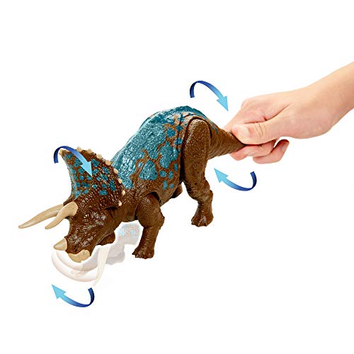 Jurassic World Ruge y Ataca Triceratops Dinosaurio articulado con sonidos Figura de juguete para niños (Mattel GVH66)