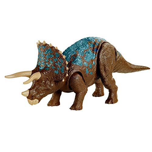 Jurassic World Ruge y Ataca Triceratops Dinosaurio articulado con sonidos Figura de juguete para niños (Mattel GVH66)