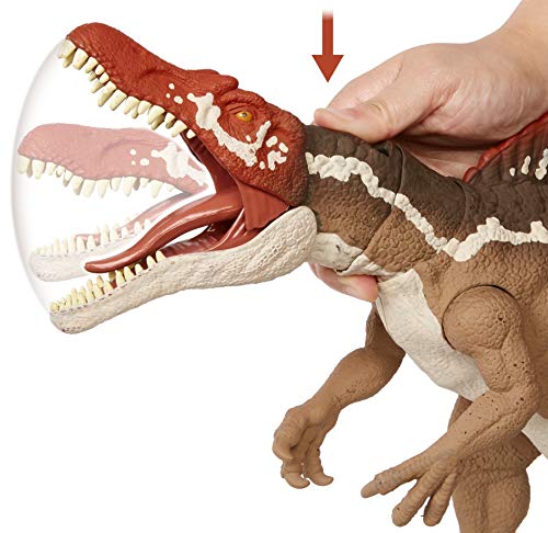 Jurassic World Spinosaurus masticador Dinosaurio articulado, figura de juguete para niños (Mattel HCK57)