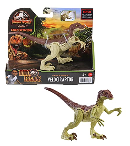 Jurassic World Velociraptor fuerza feroz Dinosaurio articulado, figura de juguete para niños (Mattel GWN32)