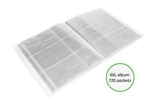 Just|fyn - Álbum XXL Pokemon Scrapbookbum - 40 páginas (para 720 tarjetas) coleccionable álbum - para cartas de Pokémon, cartas YuGiOh, tarjetas Fortnite y Ninjago - Color transparente (720 bolsillos)