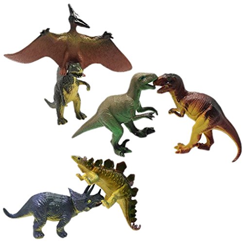 JZK 6 Conjunto Surtido Dinosaurio de Juguete Figuras Triceratops pterodáctilo estegosaurio Allosaurus tirano-saurio Rex, Juego portátil para niños Regalo de cumpleaños para niños niñas niños