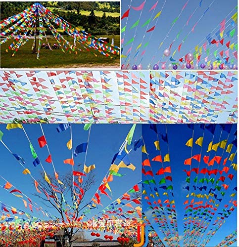 JZK 80 Metros Bunting Partido Colores triángulo Banner Bandera Cuerda Colgando decoración para Boda cumpleaños celebracion Fiesta Bienvenida Navidad víspera Escuela jardín Accesorios Decoraciones