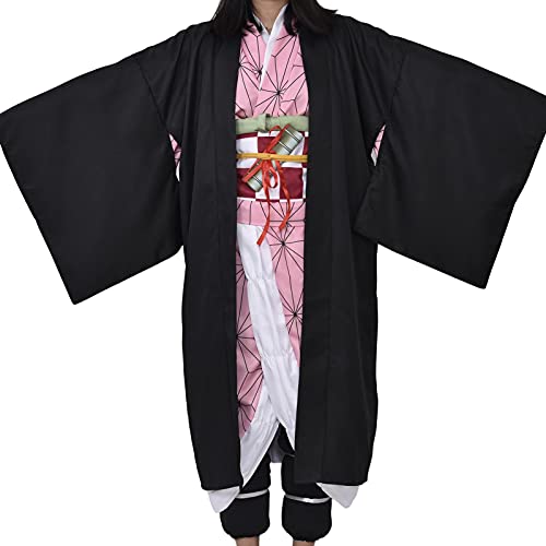 Kamado Nezuko Cosplay Disfraz, Disfraz De Kimono De Nezuko Con Zapatos De Anime Japoneses Y De Bambú, Conjunto De Asesino De Demonios Disfraz De Cosplay De Nezuko Disfraz De Adulto Disfraz Para Niños