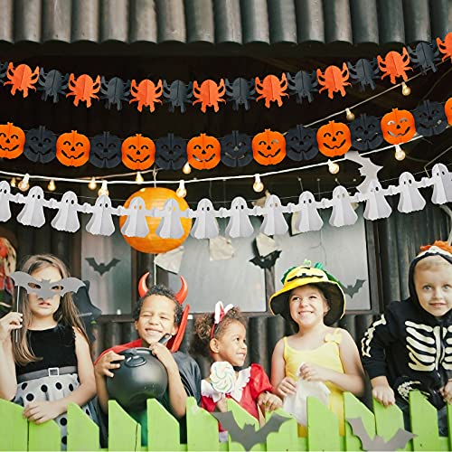 KATOOM Halloween Garland decoración 5pcs Bunting Halloween de Papel Calabaza fantásma Spider Skull Forma para adornar Fiesta de Halloween Fantasmas Fiesta Evento a Adultos jovénes niños