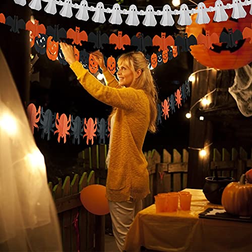 KATOOM Halloween Garland decoración 5pcs Bunting Halloween de Papel Calabaza fantásma Spider Skull Forma para adornar Fiesta de Halloween Fantasmas Fiesta Evento a Adultos jovénes niños