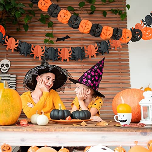 KATOOM Halloween Garland decoración 5pcs Bunting Halloween de Papel Calabaza fantásma Spider Skull Forma para adornar Fiesta de Halloween Fantasmas Fiesta Evento a Adultos jovénes niños