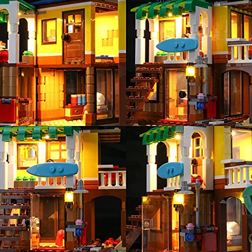 KCGNBQING Kit de iluminación LED para Lego Creator 3-en-1 Surfer Beach House - Compatible con el Modelo de Bloques de construcción Lego 31118, no Incluye el Modelo Montaje de Rompecabezas