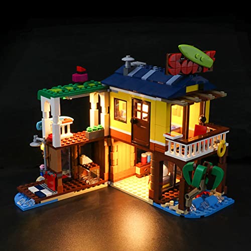 KCGNBQING Kit de iluminación LED para Lego Creator 3-en-1 Surfer Beach House - Compatible con el Modelo de Bloques de construcción Lego 31118, no Incluye el Modelo Montaje de Rompecabezas