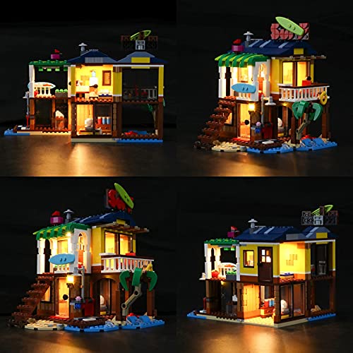 KCGNBQING Kit de iluminación LED para Lego Creator 3-en-1 Surfer Beach House - Compatible con el Modelo de Bloques de construcción Lego 31118, no Incluye el Modelo Montaje de Rompecabezas