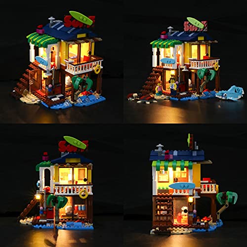 KCGNBQING Kit de iluminación LED para Lego Creator 3-en-1 Surfer Beach House - Compatible con el Modelo de Bloques de construcción Lego 31118, no Incluye el Modelo Montaje de Rompecabezas