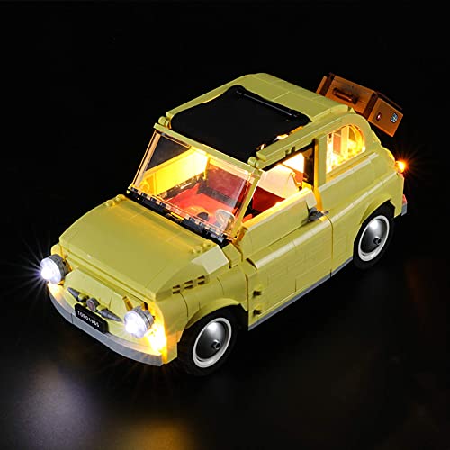 KCGNBQING Nlne LED Kit de iluminación para Creator Expert Fiat 500 Bloques de construcción Modelo - Kit de luz LED Compatible con Lego 10271 Montaje de Rompecabezas