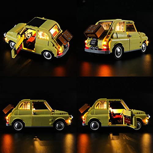 KCGNBQING Nlne LED Kit de iluminación para Creator Expert Fiat 500 Bloques de construcción Modelo - Kit de luz LED Compatible con Lego 10271 Montaje de Rompecabezas