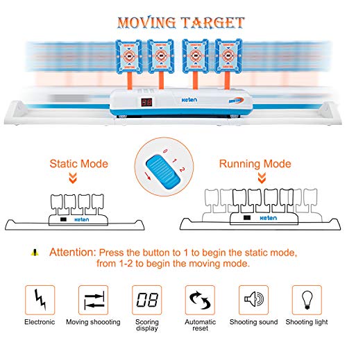 Keten 2020 Objetivo Móvil Digital Eléctrico para Nerf, Juguete de Reinicio Automático con Efecto de Sonido de Luz para Nerf Blaster Elite/Mega/Rival Serie, Regalo Ideal para Niños