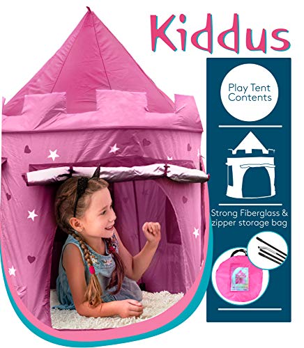 Kiddus Tienda Casa Carpa Campaña de Tela Lona para Niñ@s. Castillo Princesa, Pop UP Plegable para Jugar Juguete Infantil (Rosa)