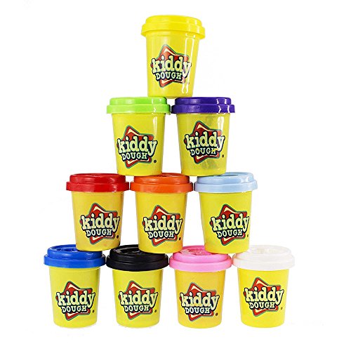 Kiddy Dough 10 Paquete de plastilina de Color – Construido en modelar y Esculpir Playset con 10 latas Individuales de 2 onzas