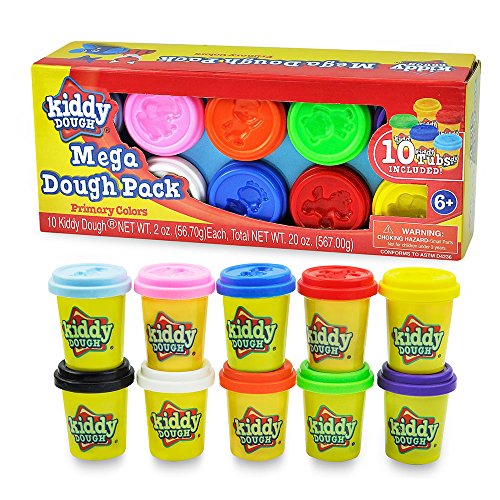 Kiddy Dough 10 Paquete de plastilina de Color – Construido en modelar y Esculpir Playset con 10 latas Individuales de 2 onzas